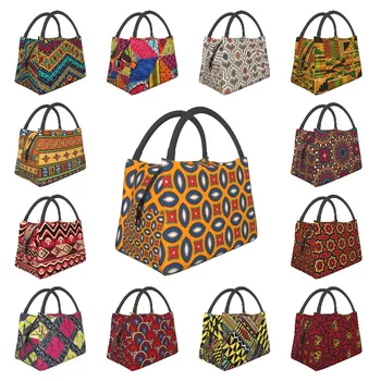 Цветни африкански термоизолированные чанти за обяд с шарките на Анкара, Женски геометрични контейнери за обяд и за офис, кутия за хранене на открито,