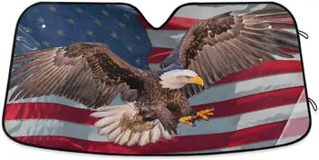 Oarencol Американски Орел Флаг сенника на Предното стъкло на колата на САЩ Домашни Птици, Сгъваема Козирка от ултравиолетовите лъчи Протектор козирка за защита на вашия