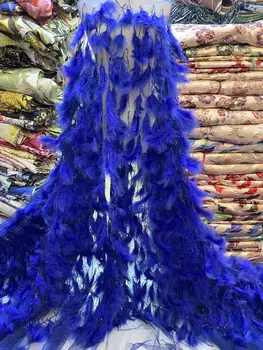 Африка на Френски SYJ-13067217 Лейси плат с пайети и пера, Благородна Тюлевая окото, Дантелено Сватбена рокля в Нигерия стил