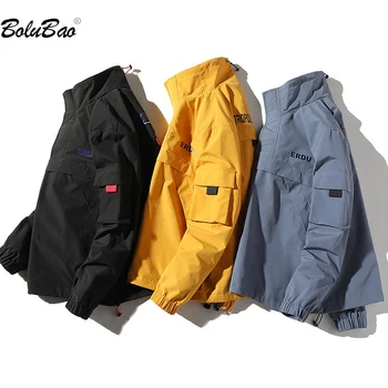 BOLUBAO 2023 Градинска ежедневни яке за мъже, однотонное палто с голям джоб и яка-устойчиви, висококачествени ежедневни яке за мъже