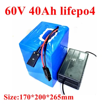 литиева батерия lifepo4 60V 40Ah lifepo4 с дълбок цикъл на BMS за електрически мотор с мощност 3000 W, мотокар, Скутер, мотоциклет AGV + 5A зарядно устройство