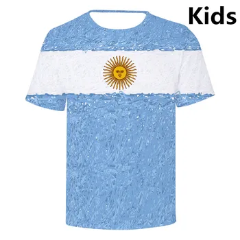 Тениска за деца от 3 до 14 години, Тениска с националния флаг на Португалия, Аржентина, Германия, Русия, Бразилия, САЩ, Тениски с принтом, Върховете на детски дрехи