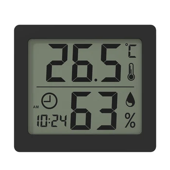 Мултифункционален термометър-влагомер Автоматичен електронен монитор на температурата и влажността, часовници с 3.1-инчов LCD дисплей, отображающим време