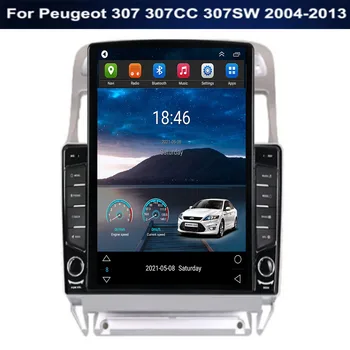 За Tesla Стил 2 Din Android 12 Автомобилен Радиоприемник За Peugeot 307 307CC 307SW Мултимедиен Плейър GPS Стерео Carplay DSP RDS Камера