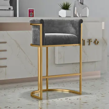 Скандинавските кадифе бар столове за дома на кухненски мебели, бар стол, лека луксозна облегалка за отдих, на висок бар стол