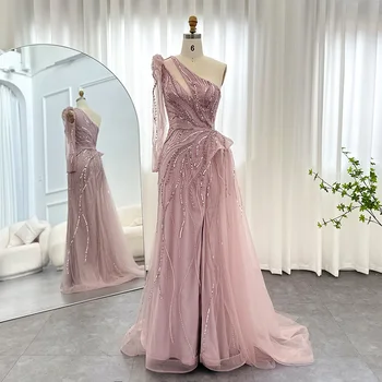 Sharon Said Луксозни Дубайские Розови Вечерни рокли с едно рамо 2023 с горната пола цвят, градински чай, Зелена Елегантна Жена в Сватбена рокля SS160