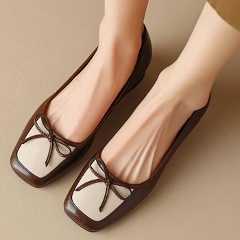 2023 г., Нова дамски обувки на равна подметка, без закопчалка, Лятна обувки на плоска подметка с квадратни пръсти, Дамски Ежедневни обувки на равна подметка, Zapatos De Mujer
