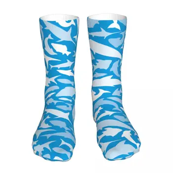 Чорапи Унисекс със Синьо Океански кит, нов, Зимни чорапи, топли дебели меки възли на ежедневните чорапи