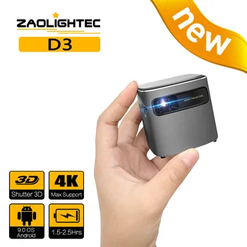 D3 3D, 4K Мини DLP Проектор Кино Домашно кино 1080P Smart Андроид WIFI Видео Открит джобен проектор с батерия