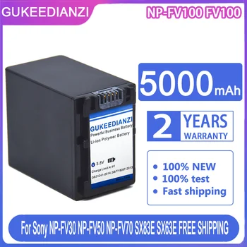 GUKEEDIANZI Взаимозаменяеми Батерия NP-FV100 FV100 5000 ма За NP-FV30 NP-FV50 NP-FV70 SX83E SX63E Bateria