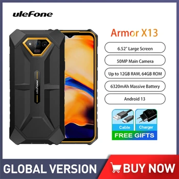 Глобалната версия на Ulefone Power Armor X13 Издръжлив Смартфон 6,52 Инча 12 + GB 64 GB 50 Mp 6320 ма Мобилен телефон Android 13 Двойни 4G VoLTE NFC