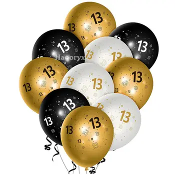 36шт Латексный балон на 13-ия Ден от Раждането, 12-инчов черно-бели балони за тийнейджъри на 13 години, декор за парти, подпори за фотосесия в деня на годишнината, аксесоари