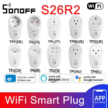 SONOFF S26R2 Безжична Интелигентна Изход WiFi Smart Plug Преминете Синхронизация Умен Глас дистанционно Управление чрез ПРИЛОЖЕНИЕ eWeLink Google Home Алекса