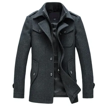 Мъжко палто, Зимно палто, вълнена, приталенные якета, Модни Връхни дрехи, Топло Мъжки ежедневни яке, палто, бушлат, Плюс Размер M-4XL