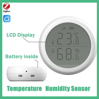 Сензор за температура и влажност на Hristo Zigbee, Влагомер за стая приложение Smart Life С LCD дисплей С Алекса Google Home