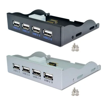 USB Предния Панел 4 port USB2.0 Hub Адаптер PC Разширителния Скоба на Предната част с 10-пинов кабел За настолни КОМПЮТРИ 3,5-Инчов залив за FDD флопи дискове
