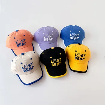 Детска бейзболна шапка с бродерия хубава мечка, Регулируем шапка от Слънцето за най-малките момчета и момичета, Детски шапки с козырьками от корейски карикатури 아기모자