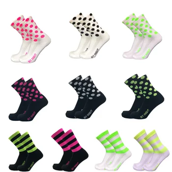 Нов SKYKNIGHT 2 стил, Компресия чорапи за Колоездене в ивица и грах, Мъжки И Дамски Чорапи за Колоездене, Професионален Спортен Дишащи Стелки за велосипедни Състезания