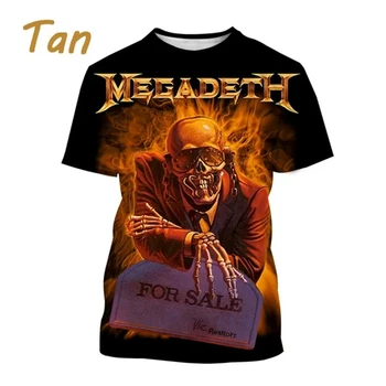 Нова Мода Megadeth, Тениски с 3D Принтом, Мъжки, Дамски Блузи, Популярни Фланелки В стил хип-хоп Тениска с къси ръкави За момчета, Реколта Тениски