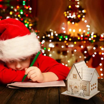 Коледна Къщичка, Коледна украса, Дървена къща, Украшение, Светещи дървени декори, Коледни декорации