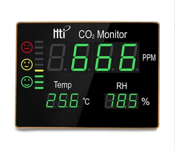 Детектор за въглероден диоксид HT-2008 Монтиране на домакински детектор на температурата и влажността на CO2