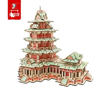 Градивни елементи за градина Суджоу, дървени пъзели, класически и известни китайски традиционни забавни играчки за градини, детски подаръци