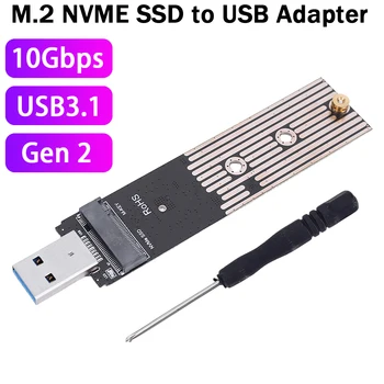 M. 2 Корпус NVMe SSD NVMe към USB адаптер 10 Gbit/с USB 3,1 Gen2 Конвертирующая карта за Samsung WD Black Intel NVME SSD Adadpter