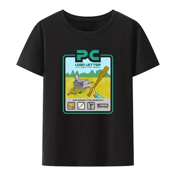 Тениска със забавна графичен принтом под формата на буквата PC, стил Koszulki, Удобни мъжки ризи, градинска мода, О-образно деколте, творчески хумор