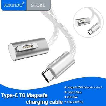 Кабел за зареждане JORINDO от USB-C до magnetic Magsafe L/T, жак за бързо зареждане на датчиците PD100W Type-C, кабел за пренос на данни с дължина от 5,9 метра