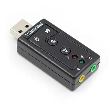 Външна звукова карта USB 7.1, стереомикрофон, Високоговорители, аудио жак за слушалки, кабел адаптер 3.5 мм, подходящ за КОМПЮТЪР и лаптоп
