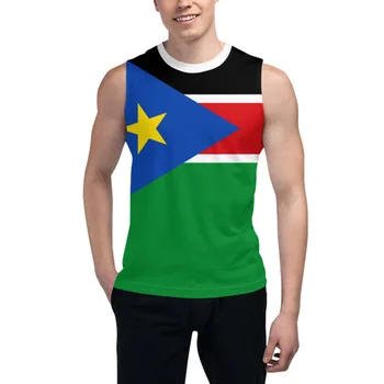 Тениска без ръкави, с флага на Южен Судан, 3D Мъжка тениска за момчета, тениски за фитнес зали, Джоггеры за фитнес, Баскетбол тренировъчен жилетка
