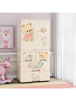 Cartoony прост детски гардероб спалня домакински пластмасов шкаф за съхранение на неща детски окачен шкаф за съхранение на вещи