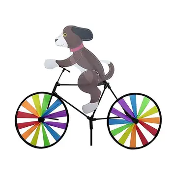 Велосипед с животни, Вятърна колело, Котка, кученце, Вятърна мелница, Украса на градината на открито, колело със спици, Артистична декорация на дома, на двора, подарък