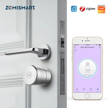 Zemismart Sasha Zigbee Smart Lock Основната Cylinder Интелигентна Система За Заключване На Вратите За Сигурност За Криптиране На Ключовете Приложение Дистанционно Отключване