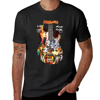 Нова тениска с гитарными подписите на Marillion, скъпа дрехи, аниме, тениски по поръчка, тениска с къс ръкав за мъже