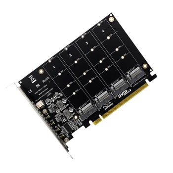 4 Порта M. 2 NVME SSD за PCIE X16 Карта за разширяване на Четец LED Индикатор за Поддръжка адаптерной карта M. 2 PCI-E SSD/M. 2 Device NVME Protocol