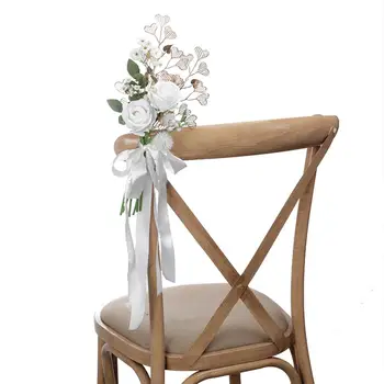 Изкуствени Цветя, на гърба на облегалката на стола, разноцветни цветя на Подсъдимата за Сватби, Църковната церемония, Декор за столове за партита