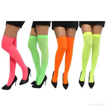 Дамски дълги чорапи неонового цветове, Секси вечерни чорапогащи до коляното, ластични чорапи за cosplay, Дамски безшевни чорапогащи до коляното, Директна доставка