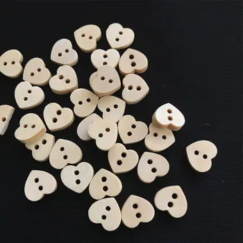 100шт 12 мм Дървени Копчета-Копчета във формата на сърце Декоративни Копчета за шиене Декорации DIY Занаятите