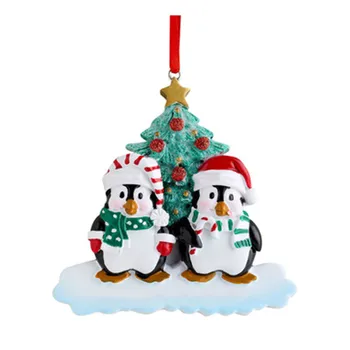 Коледни Сладки украшения във формата на Пингвин 2023, Коледен Окачен Медальон, Декорация за дома, подарък за деца, Декор от смола 8,5x8,5 cm