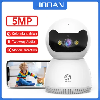 Jooan 3-мегапикселова IP камера 5G WiFi следи бебето Камера за видеонаблюдение в стая с 2-лентов аудио Автоматично следене на Цветна безжична камера за нощно виждане