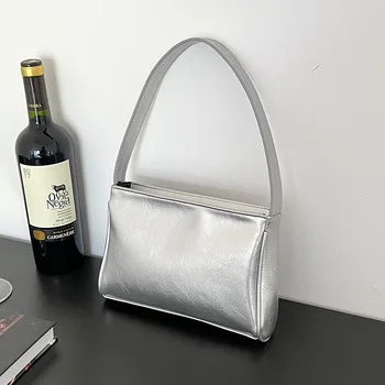 Корейската Модерна Дамска Чанта за През Рамото от Изкуствена Кожа, Офис Дамска Чанта, Малка Квадратна Чанта под Мишниците