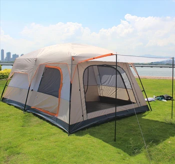Туристическа палатка с 2 спални и 1 зала за 5-8 души, Двупластова, негабаритная, удебелени, непромокаемая палатка, Къмпинг оборудване за семеен лагер на открито