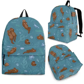 YIKELUO Сладък карикатура Водна Видра Детска, училищна чанта Младежка чанта за животни Удобна Регулируема лента за носене през рамо Раница Подарък