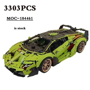 MOC-104461 Зелен Класически Спортен автомобил, който е Съвместим С 42115 Градивните Елементи, Играчка кола Модели 3303, Детайли, Изработени По Поръчка, Подарък за Деца На Рожден Ден