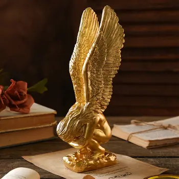 Изделия за украса на дома, Златната Статуя на Ангел, Модерни украса за масата в хола, Скулптури, направени от смола и фигурки, аксесоари за кабинета