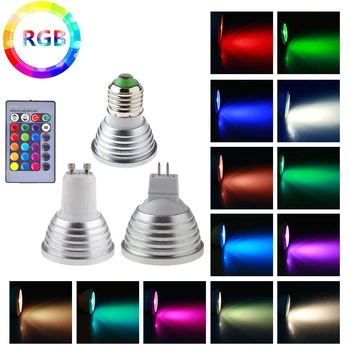 RGB Led Прожектор GU10 MR16 GU5.3 AC85-265V DC12V LED Прожектор Халогенна Лампа С Регулируема Яркост на Лампата с нажежаема Жичка За Домашен Декор