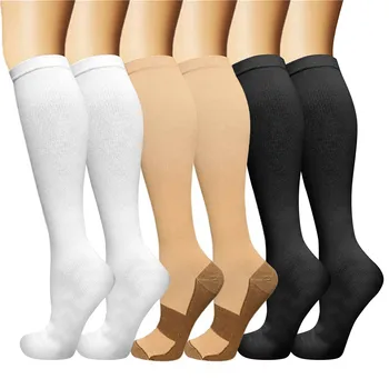 Мъжки и женски обикновена компресия чорапи за спортове на открито, от найлон с дълга тръба, Компресия чорапи за джогинг, Чорапи за Разширени вени