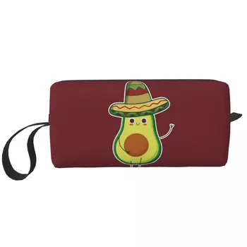 Мексикански Авокадо Със Сомбреро, Мексикански Подарък, чанта за тоалетни принадлежности, Плодов Вегетариански Грим, Козметични Органайзер, Определени за съхранение на козметиката