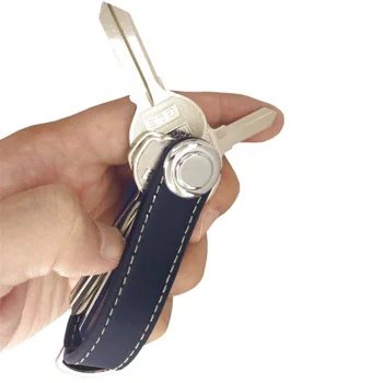 Творческа устройство за съхранение на ключове от телешка кожа Многофункционален ключодържател от неръждаема стомана За мъже, Окачен Авто Висулка, бизнес подарък